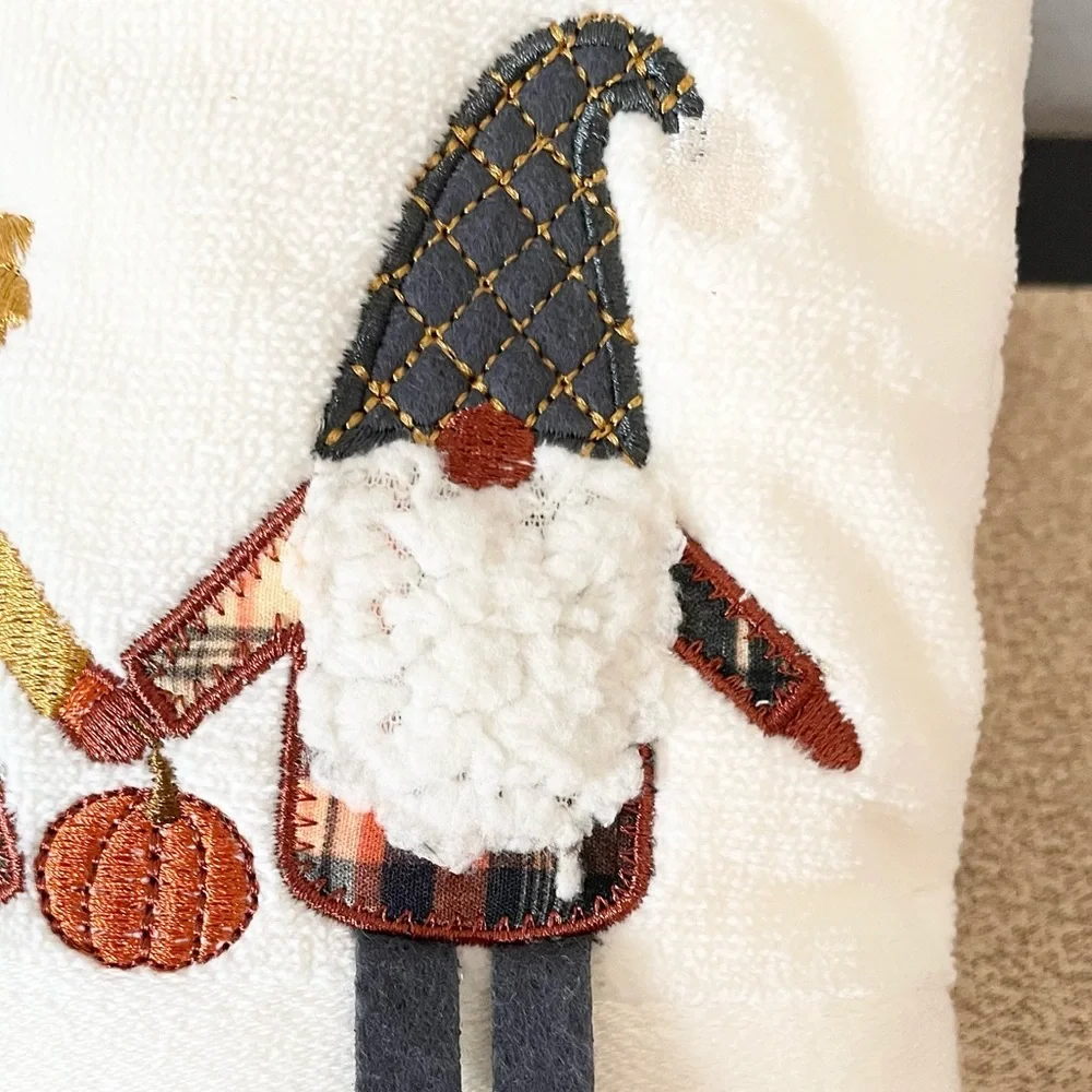 NWT SET OF 2 3D Fall Gnomes Hand Towels